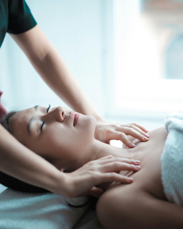 Woman lying on the UAE Relax bed